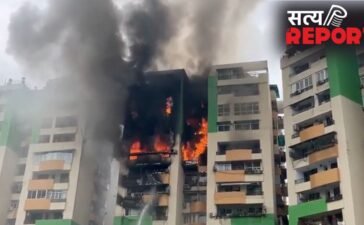 गाजियाबाद: गौर ग्रीन एवेन्यू में जलकर राख हुए कई फ्लैट, 10वीं मंजिल पर फंसा था वेंटिलेटर आश्रित मरीज