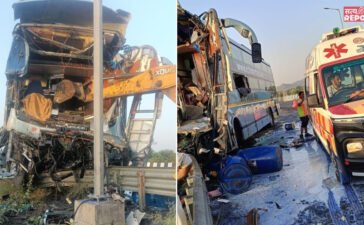 दिल्ली-मुंबई एक्सप्रेसवे पर ट्रक में घुसी स्लीपर बस, 3 की मौत, 30 घायल… पीड़ित बोले- दो घंटे तक नहीं आई पुलिस