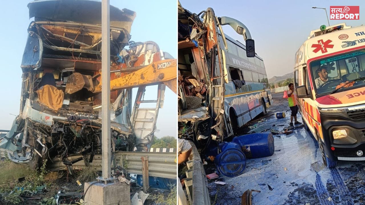 दिल्ली-मुंबई एक्सप्रेसवे पर ट्रक में घुसी स्लीपर बस, 3 की मौत, 30 घायल… पीड़ित बोले- दो घंटे तक नहीं आई पुलिस