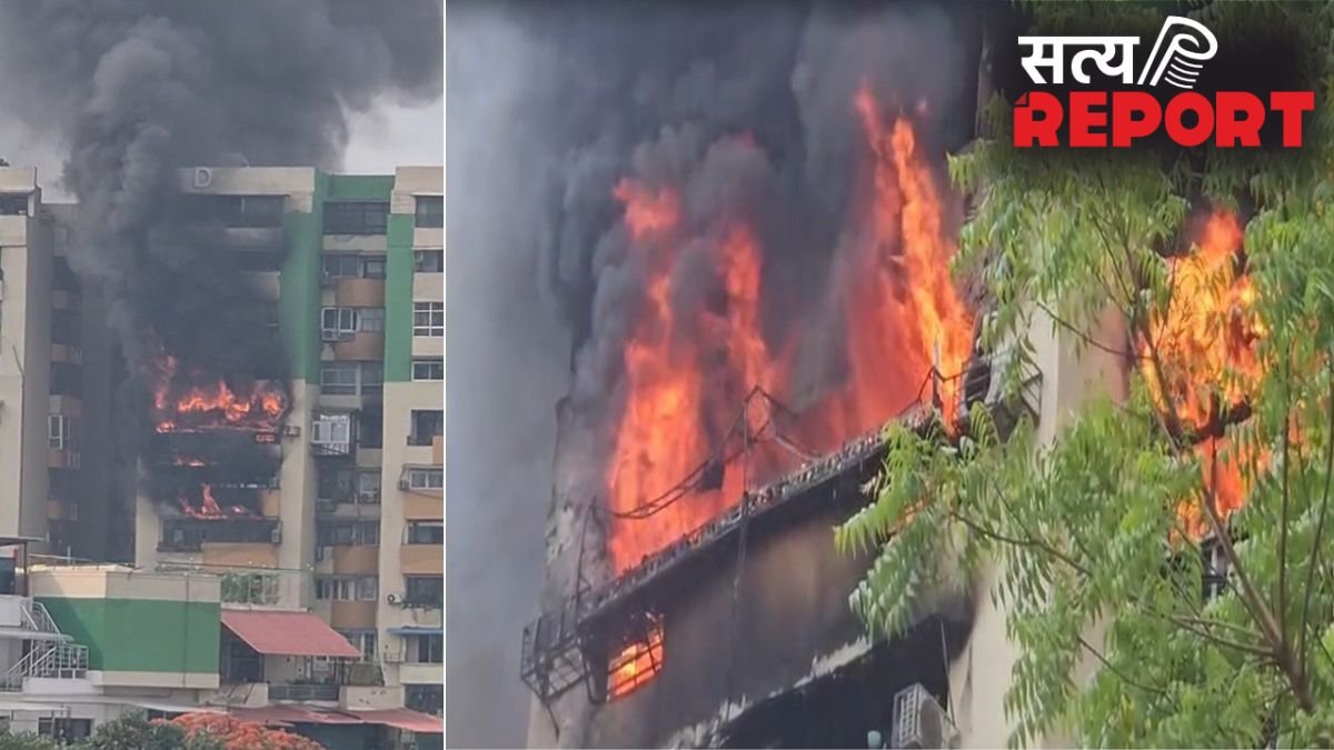गाजियाबाद: इंदिरापुरम के गौड़ ग्रीन एवेन्यू में लगी भयावह आग, दिल्ली-मेरठ एक्सप्रेसवे तक दिखा धुएं का गुबार
