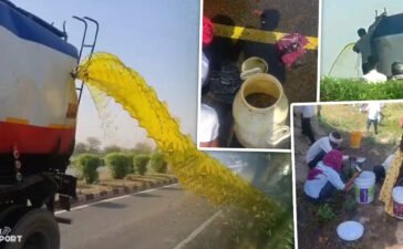 टैंकर में ट्रक से टक्कर… छेद से बहने लगा सरसों तेल, लोगों की हुई मौज; जो बर्तन मिला उसी में भागे