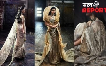 ईशा अंबानी हाथ में आम लेकर पहुंचीं मेट गाला! सोने के धागों से बनी साड़ी पहन लगीं राजकुमारी