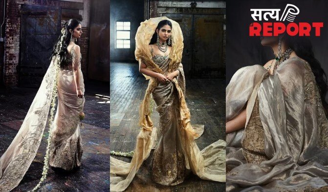 ईशा अंबानी हाथ में आम लेकर पहुंचीं मेट गाला! सोने के धागों से बनी साड़ी पहन लगीं राजकुमारी