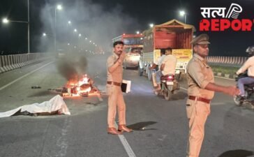 दिल्ली-लखनऊ हाईवे पर चलती बाइक बनी आग का गोला, युवक की जिंदा जलकर दर्दनाक मौत