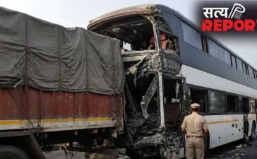 गंगा एक्सप्रेसवे पर भीषण हादसा, ट्रक से टकराई डबल डेकर बस; 30 लोग घायल