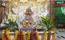 धूमधाम से मनाया गया श्री राधा दामोदर मंदिर का जलयात्रा महोत्सव, सप्त पवित्र नदियों के जल से हुआ महाअभिषेक