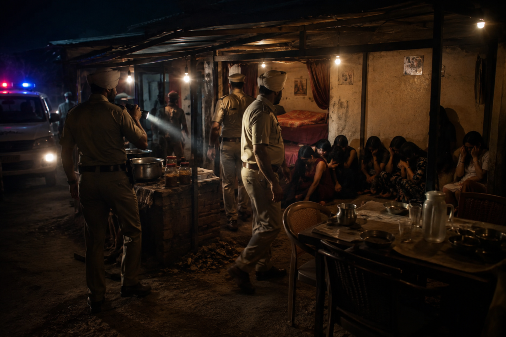 पंजाब के श्री मुक्तसर साहिब जिले में स्थानीय पुलिस जब एक ढाबे में घुसी तो वहां अवैध ह्यूमेन ट्रैफिकिंग का धंधा चल रहा था.