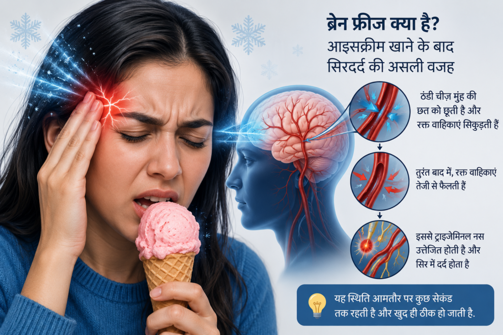Brain Freeze क्या है? आइसक्रीम खाने के बाद सिरदर्द की असली वजह जानिए.. Brain Freeze क्या है? आइसक्रीम खाने के बाद सिरदर्द की असली वजह जानिए..