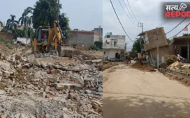 ग्रेटर नोएडा: नाला खुदाई के दौरान गिरा निर्माणाधीन दो मंजिला मकान और दुकान, टला बड़ा हादसा
