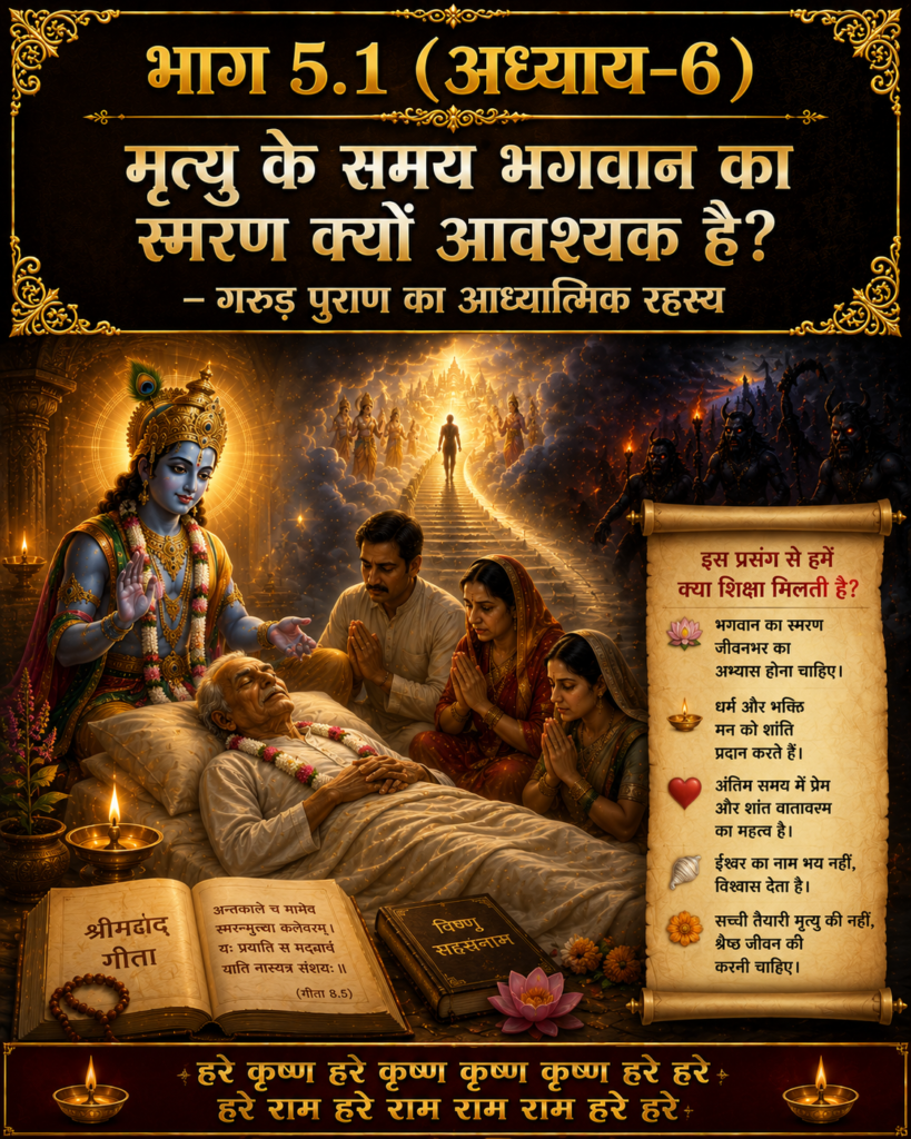 मृत्यु के समय भगवान का स्मरण क्यों आवश्यक है? – गरुड़ पुराण का आध्यात्मिक रहस्य..? मृत्यु के समय भगवान का स्मरण क्यों आवश्यक है? – गरुड़ पुराण का आध्यात्मिक रहस्य..?