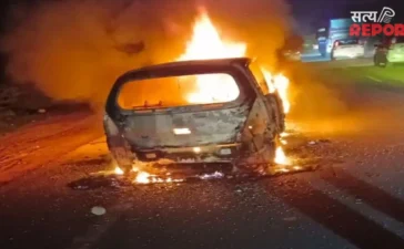 सीतापुर हाईवे पर कार में लगी भीषण आग, ड्राइविंग सीट पर सिर्फ हड्डियों का ढांचा मिला, CCTV खंगाल रही पुलिस