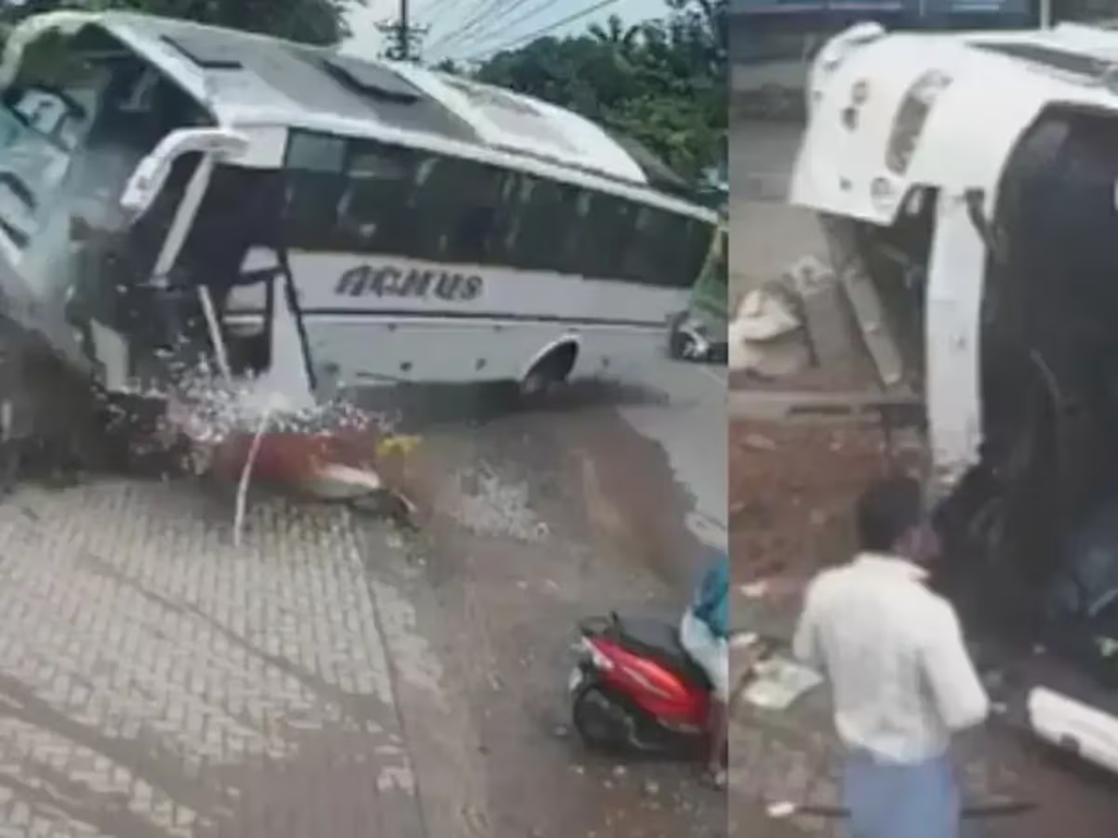 शादी से पहले मौत का साया! एक सेकंड की लापरवाही से पलटी भरी बस, VIDEO देख दहल जाएंगे..​​​​​​