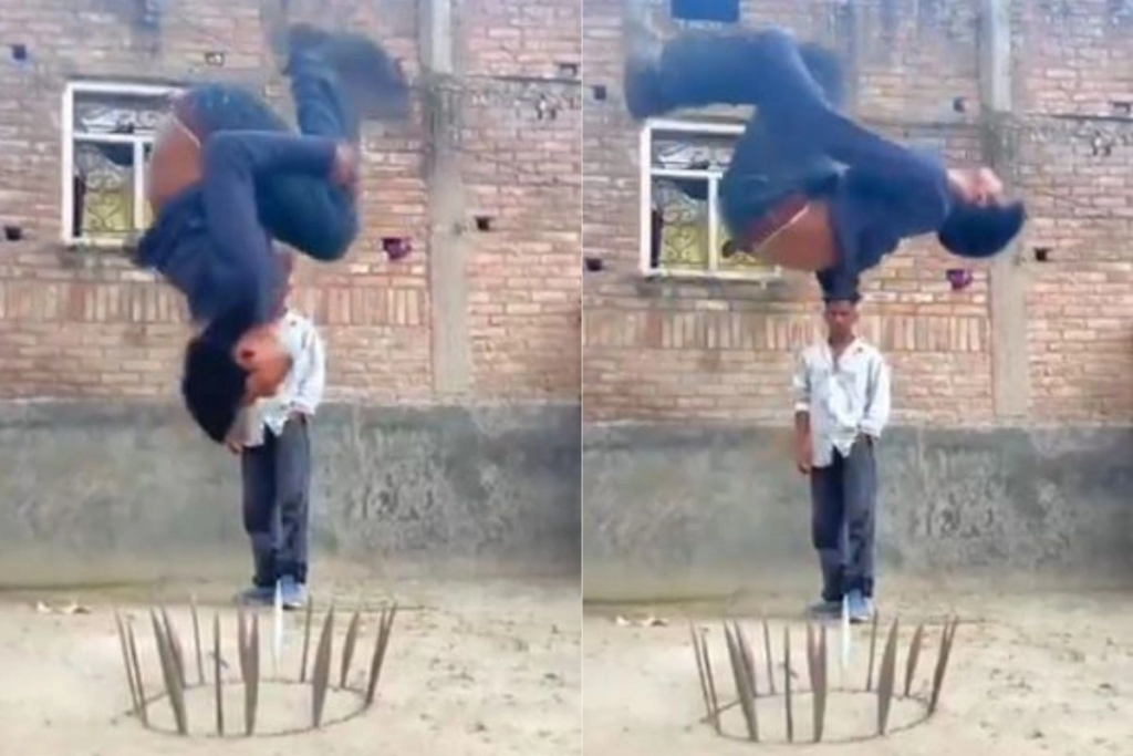 Viral Video: रील बनाने के चक्कर में युवक ने खुद को डाल दिया खतरे में, नुकीली चीजों पर लगाई छलांग और फिर… Viral Video: रील बनाने के चक्कर में युवक ने खुद को डाल दिया खतरे में, नुकीली चीजों पर लगाई छलांग और फिर…