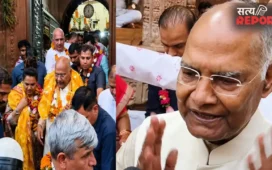 वृंदावन पहुंचे पूर्व राष्ट्रपति रामनाथ कोविंद, पत्नी संग बांके बिहारी मंदिर में विधि-विधान से की पूजा-अर्चना