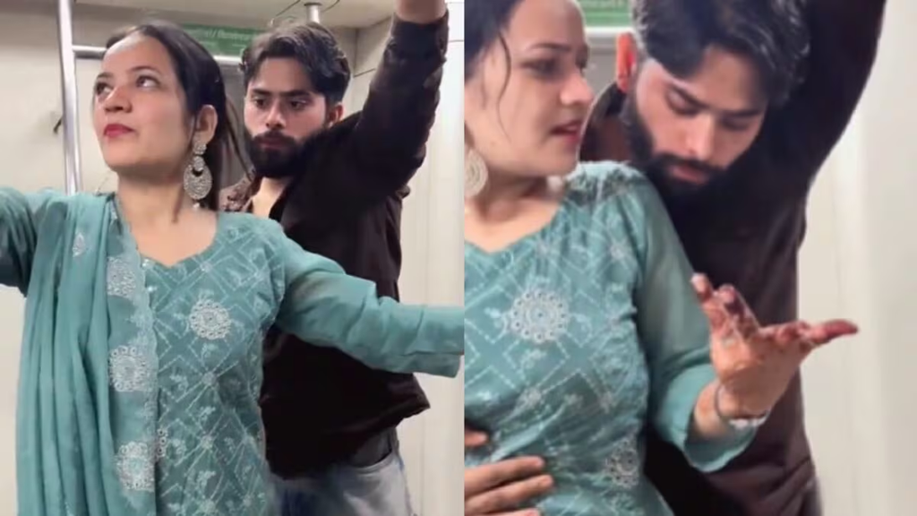 दिल्ली मेट्रो में कपल की हरकत पर भड़के लोग, युवक ने पीछे से कमर में डाला हाथ; सोशल मीडिया पर कार्रवाई की मांग. दिल्ली मेट्रो में कपल की हरकत पर भड़के लोग, युवक ने पीछे से कमर में डाला हाथ; सोशल मीडिया पर कार्रवाई की मांग.